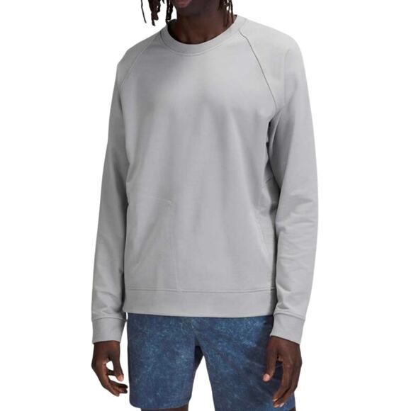 LULULEMON City Sweat Crew Sweatshirt Men M Gray Side Zip Athletic Unisex EUC - Picture 1 of 14